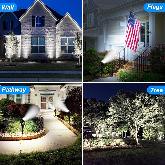 Solar Spot Lights Outdoor, 2-in-1 Solar Landscape Spotlights IP65 Waterproof 9.8ft Cable,Auto On/Off Outdoor Wall | Lumora