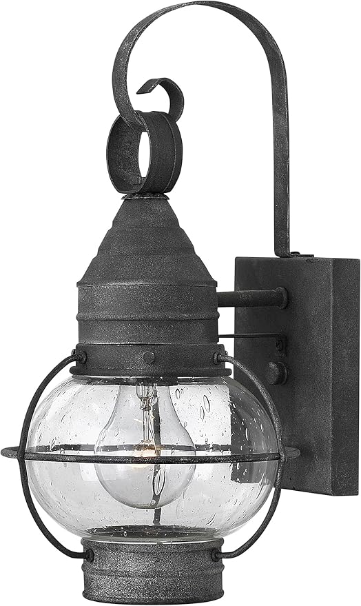 Hinkley Cape Cod 2206DZ Medium Outdoor Wall Mount Onion Lantern - Clear Seedy Glass, Wet Rated - Aged Zinc