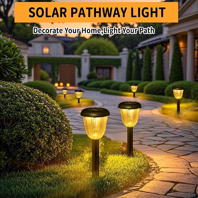Solar Pathway Light for Outdoor, Solar Powered Pathway Landscape Lighting for Garden, 4 Pack Waterproof Solaire | Lumora