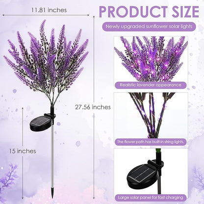 VIHOSE 4 Pack Purple Solar Lavender Stake Lights IP65 Waterproof Outdoor LED Flower Light with Upgraded Solar Panel for Outside Yard Patio Landscape Lawn Garden Decorative for Mom Grandma Gifts