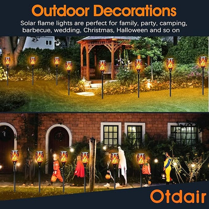 Otdair 96 LED Solar Lights Outdoor Upgraded 6 Pack, 43" Tall & Super Larger Size, Waterproof Tiki Torches for Outside, 2200mAh Solar Solar Torch Light with Flickering Flame for Path Yard Garden