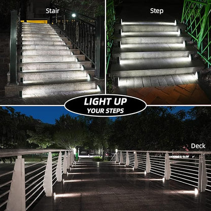 NIORSUN Solar Step Lights,6 Pack Cool White Solar Stair Lights Outdoor Waterproof IP67 Auto On Off,Solar Lights for Steps,Stair,Patio,Yard,Porch,Front Door,Sidewalk,Deck Decor