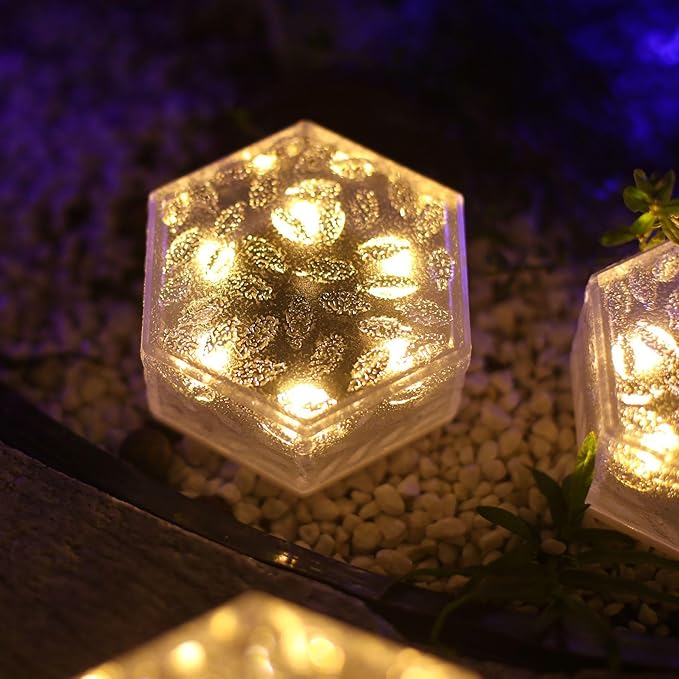 6 Pack Hexagram Bricks Outdoor Solar Powered LED In Ground Pathways Patio Yard Garden Glow Lights Decor | Lumora