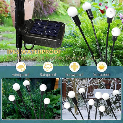 Solar Garden Lights Outdoor, 6 Pack 60 LED Solar Firefly Lights Waterproof, Sway by Wind, Swaying Light for Yard Patio Backyard Garden Planter Flower Bed Pathway Outdoor Decoration (Warm White)