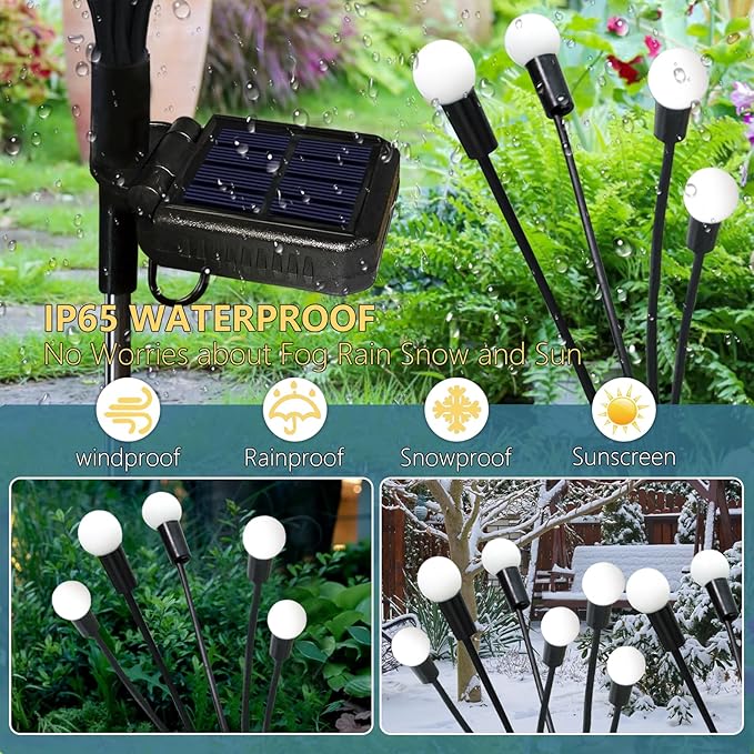 Solar Garden Lights Outdoor, 4 Pack 40 LED Solar Firefly Lights Waterproof, Sway by Wind, Swaying Light for Yard | Lumora