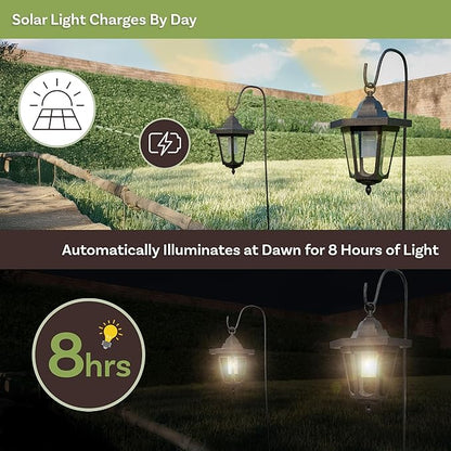 Pure Garden Hanging Solar Coach Lights, 26 Outdoor Lights with Hanging Hooks, Set of 4
