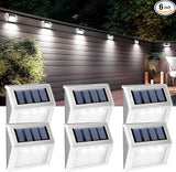 GIGALUMI 6 Pack Solar Step Lights,3 LED Solar Stair Lights Outdoor LED Deck Lighting Stainless Steel Waterproof Led | Lumora