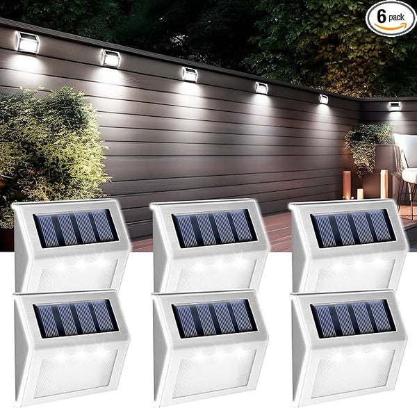GIGALUMI 6 Pack Solar Step Lights,3 LED Solar Stair Lights Outdoor LED Deck Lighting Stainless Steel Waterproof Led | Lumora