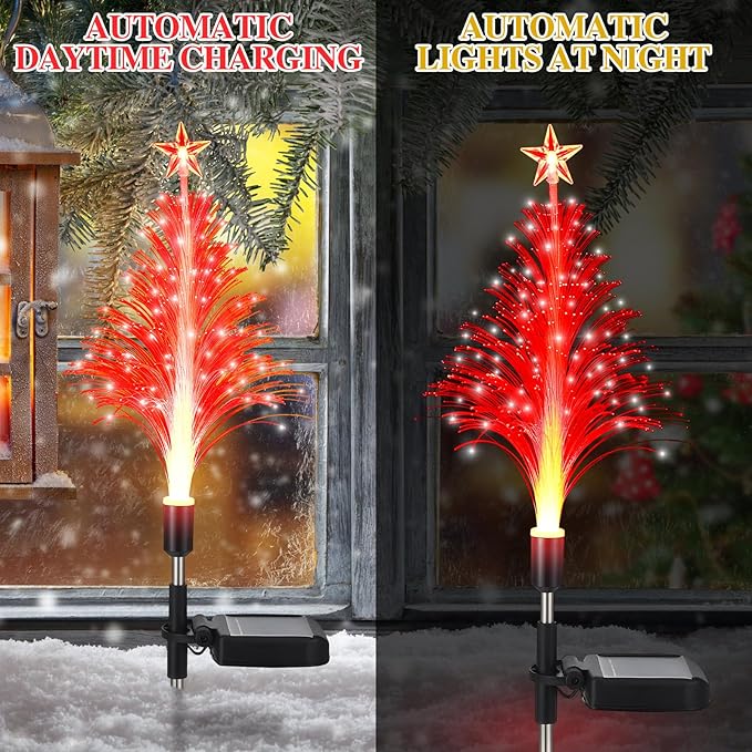 Baquler 2 Pcs Solar Christmas Tree Garden Stake Lights Outdoor Christmas Tree Lighted Yard Decorations Multicolor | Lumora