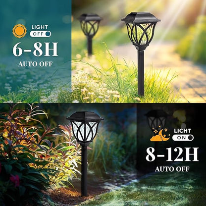 Solar Lights Outdoor Garden, 6 Pack LED Garden Waterproof, Solar Powered Pathway Lights for Yard, Patio, Landscape, Walkway, Path(Cold White)