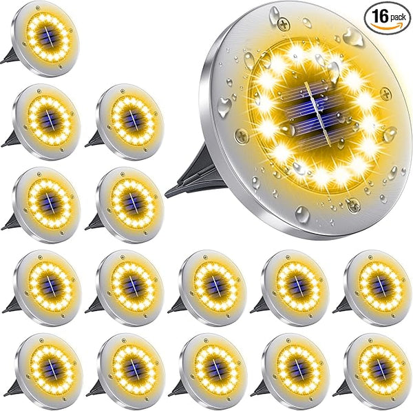 NFESOLAR 16 Pack Solar Outdoor Lights, 16 LEDs Bright Solar Ground Lights Pathway Lights Waterproof for Pathway | Lumora