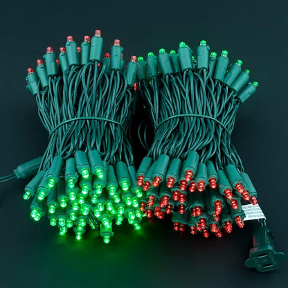 YULETIME 200 Red & Green Wide Angle LED Christmas Lights, 66 Feet Green Wire UL Certified 5mm Holiday String Light Set (Red & Green)