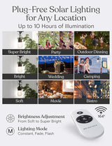 Brightech Ambience Pro Super Bright Solar - 27Ft Remote Control Outdoor String Lights, Shatterproof S14 Edison | Lumora
