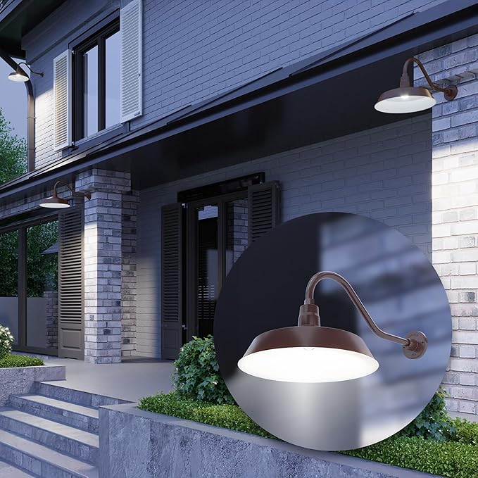 17in. Architectural Bronze Outdoor Gooseneck Barn Light Fixture With 22in. Long Extension Arm - Wall Sconce | Lumora
