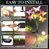 4 Pack Solar Butterfly Lights Outdoor Garden, 6 Head Solar Swaying Pathway Stake Lights Waterproof for Yard Lawn | Lumora