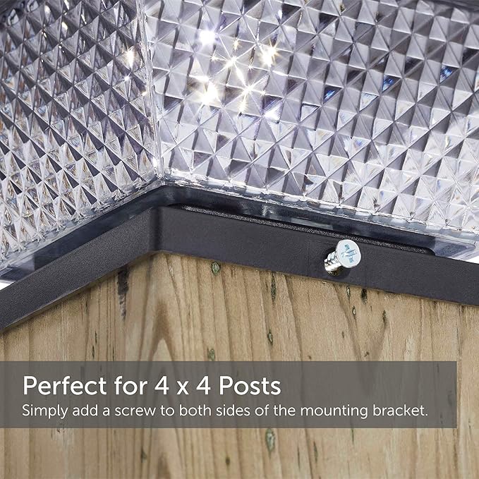 Solar Post Lights | Waterproof Outdoor Cap Lights for 4 x 4 Wooden Posts, Deck, Patio Garden Décor or Fence | Warm | Lumora