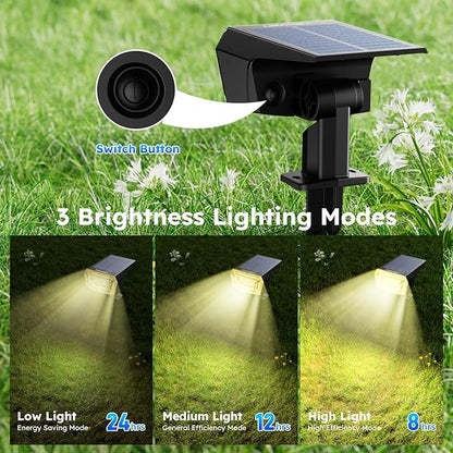 TECKNET Spot Lights Outdoor with 59 LED, 6 Pack Solar Lights Outdoor Waterproof IP65, Auto On/Off Solar Spot Lights, 3 Lighting Modes Solar Powered Garden, 2-in-1 Solars Landscape Light (Warm White)