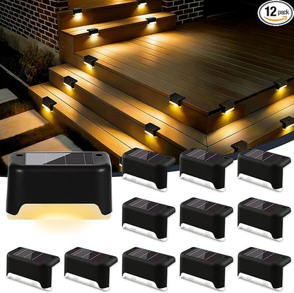 Solar Deck Lights Outdoor Waterproof, Solar Fence Lights for Outside Step, Stairs, Patio, Garden, Yard, and Pathway Decor(Warm White) 12Pack