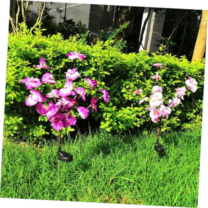 2pcs Solar Garden Light Orchid Shape Outdoor Decorative Solar Pathway Lamp for Driveway and Landscape Purple Energy Saving Easy Installation Design