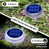 Solar Deck Lights Outdoor Waterproof, 6 Pack White Round Deck Lights Solar Powered, Flat Stick on Ground Disc Light | Lumora