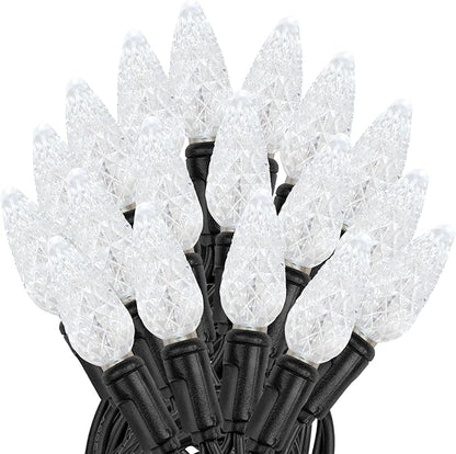 Novelty Lights 24FT 70 LED C6 Permanent Christmas Lights, Commercial Grade LED String Lights (Pure White)