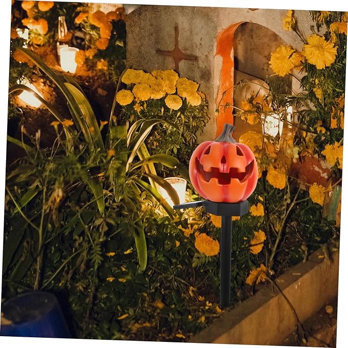 TOYANDONA Solar Powered Pumpkin Pathway Light Outdoor Garden Landscape Stake Lantern for Halloween Decoration Solar Path Lights for Patio Lawn Installation