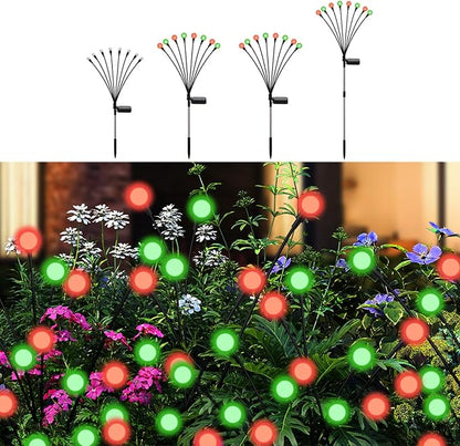 Swaying Solar Firefly Lights Outdoor, 8 Modes Red and Green Firefly Swaying Solar Garden Lights Waterproof for Outside Christmas Yard Patio Pathway Plant Landscape Garden Decor(R&G 4 Pack)