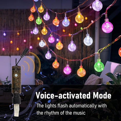 66FT Outdoor String Lights, 100 LED Patio Lights with Remote Control, Voice-Activated & Music Sync Mode, 16 Color-Changing Modes, Waterproof for Patio Garden Party Decor