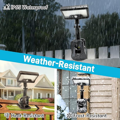 Clip On Solar Motion Lights Outdoor, Motion Sensor Outdoor Lights with 92 LEDs, 360°Rotatable Adjustable Solar Fence Lights (600 LM,6000 K), Waterproof Security Light for Deck,Gutter,Camping (2 Pack)