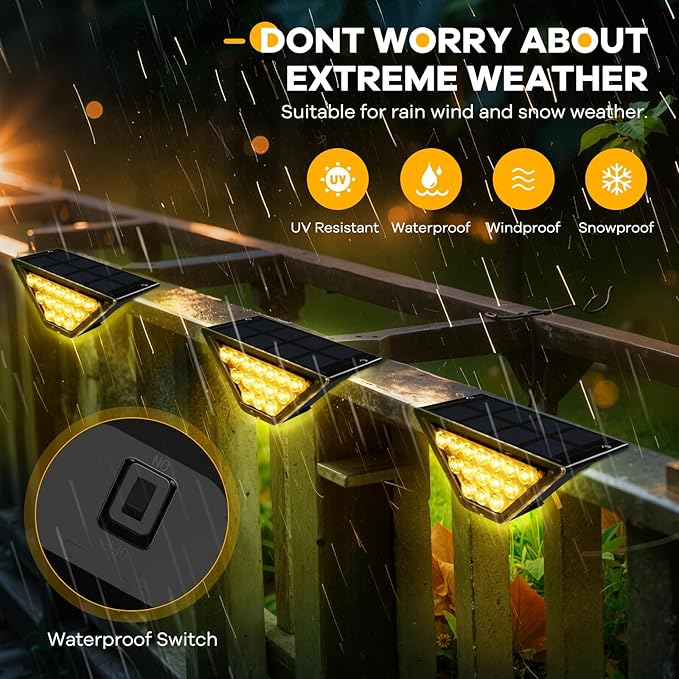 Solar Deck Lights Outdoor Solar Step Lights, Stairs, Step, Fence, Yard, Patio, Railing, Garden and Pathway