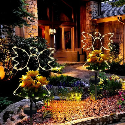 Lmtocs New Version Solar Angel Lights with Sunflower, 2 Modes Cemetery Angel for Grave Decorations, Waterproof Outdoor Angel Solar Lights for Christmas Yard Patio Pathway Memorial Grave Decorations