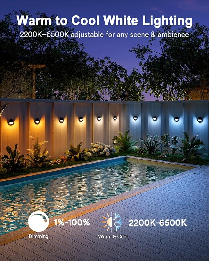 Lumary 12-24V Smart Low Voltage Deck Lights with Hub, 4Inch RGB+CCT Outdoor Privacy Fence Lights, IP65 Waterproof Landscape Lighting for Step, Deck, Patio, Works with Alexa & Google, 6Pack