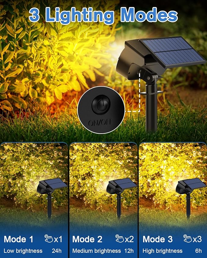 Fabrito Large Solar Spot Lights Outdoor 4 Pack, 1000 Lumens High Brightness, IP65 Waterproof Solar Spotlight with | Lumora