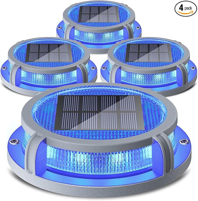 SIEDiNLAR Solar Deck Lights Outdoor 2 Modes 16 LEDs Driveway Markers Dock Light Solar Powered Waterproof for Ground | Lumora