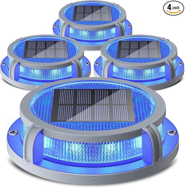 SIEDiNLAR Solar Deck Lights Outdoor 2 Modes 16 LEDs Driveway Markers Dock Light Solar Powered Waterproof for Ground | Lumora