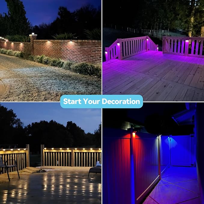 Bridika Fence Solar Lights Outdoor Waterproof Warm White & Color Glow LED, Solar Outdoor Wall Lights for Backyard | Lumora