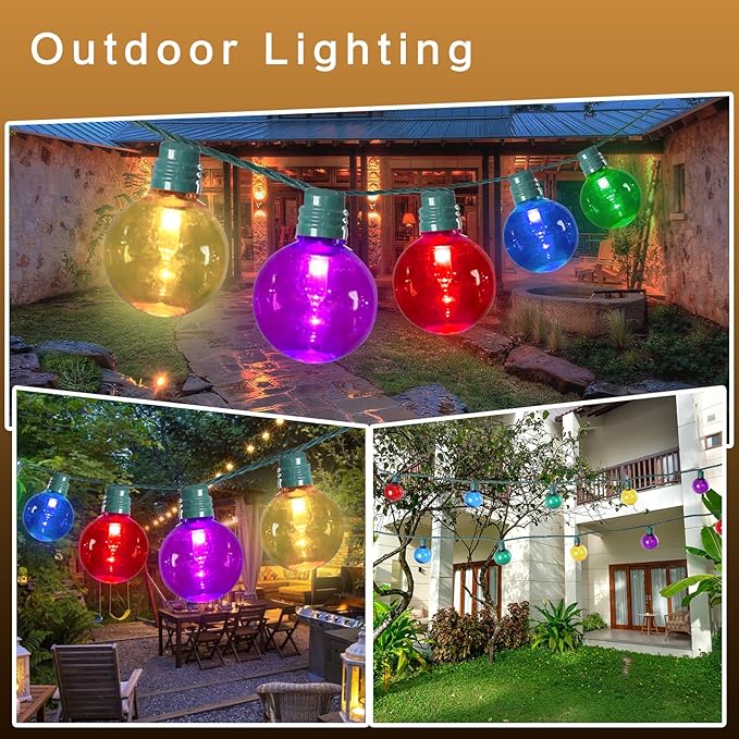 Afirst 21ft Colored Outdoor String Lights Waterproof, 35 Shatterproof Plastic LED Bulbs, UL Listed Patio Lights for Garden, Backyard, Porch, Balcony (Multi-Colored)