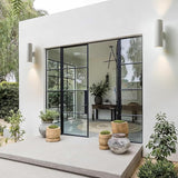 mirrea 18" Modern Outdoor Porch Light Patio Light in 2 Lights with Aluminum Cylinder and Tempered Glass Cover | Lumora