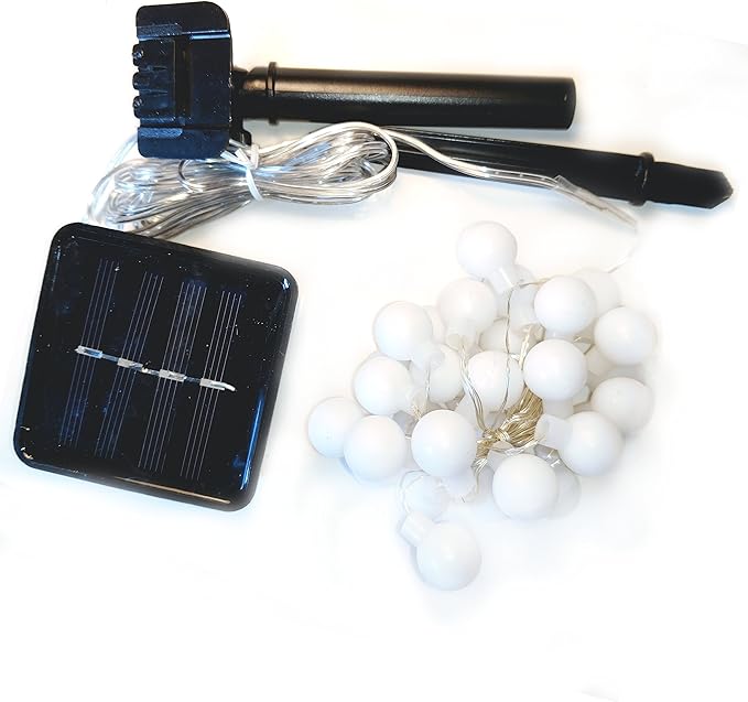 Hometown Evolution, Inc. Solar Powered LED Lights (30 LED, Solar White Ball - 8 Foot - Warm - Outdoor String Light | Lumora
