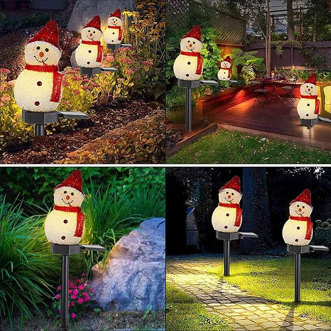 Solar Lights Christmas Solar Powered LED Light Decor Outdoor Garden Stake Lamps Xmas Yellow