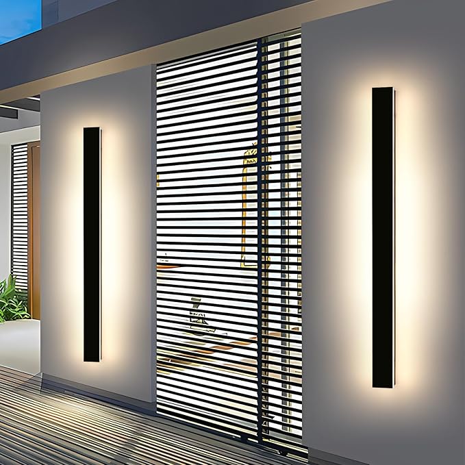 Mikeru 57inch Long LED Light Fixtures, 3000k Exterior Wall Sconces, Acrylic Invisible Exterior Wall Light for Porch Modern Outdoor Wall Mount Lighting for House Porch Patio Garage