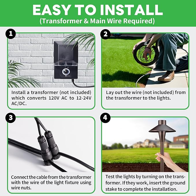 Low Voltage Pathway Lights, 3CCT LED Landscape Path Lights, Outdoor Waterproof IP65, Wired ORB Aluminum 5W 150LM | Lumora