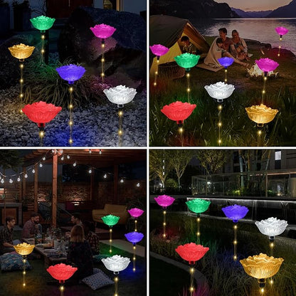 Solar Garden Light Outdoor Waterproof,6PACKS Multicolor Bigger Rose Flowers Lights Lawn Decor,Solar Pathway Rose Lights for Garden,Mom Day,Christmas,Housewarming Gifts Decor