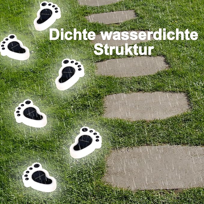 Led Footprint Solar Lights(Cold White), Waterproof Outdoor Gardent Lights, Lawn Landscape Path Lights