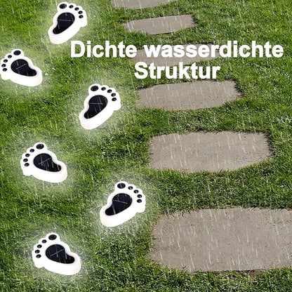 Led Footprint Solar Lights(Cold White), Waterproof Outdoor Gardent Lights, Lawn Landscape Path Lights