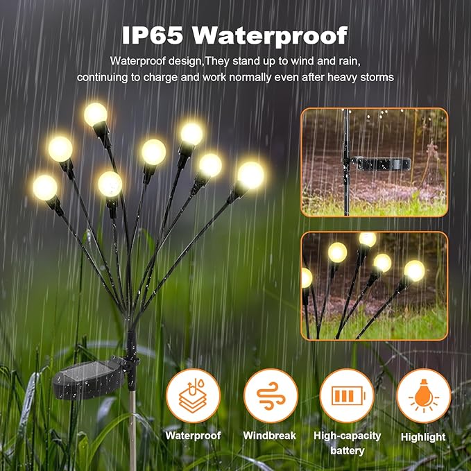 ALSO GO Solar Lights Outdoor, 2 Pack 16 LEDs Firefly Lights, Waterproof Solar Garden Lights, Solar Firefly Lights | Lumora