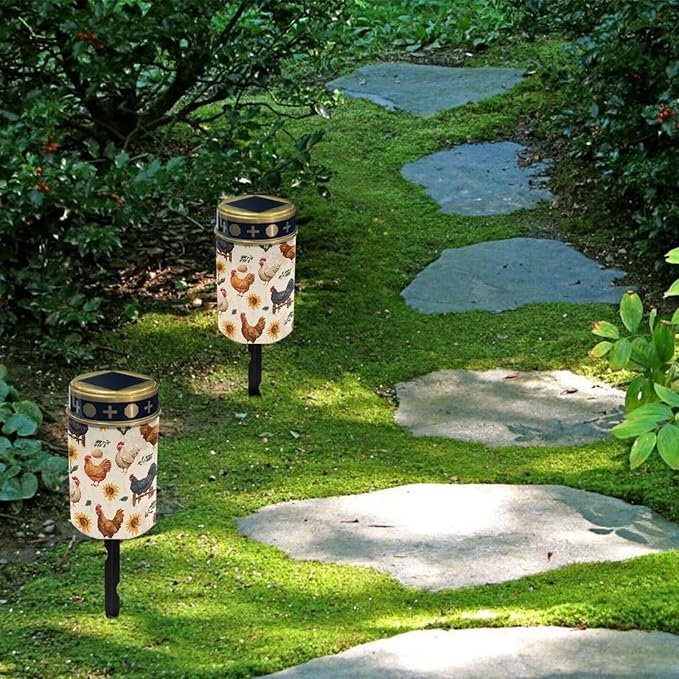 HUGS IDEA Rooster Chicken Solar Grave Lights Waterproof ABS Farmhouse Memorial Decor Outdoor Countryside Lighting | Lumora