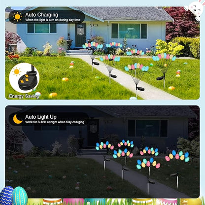 4 Pack Solar Easter Egg Lights, Colorful Garden Swaying Firefly Light Outdoor Easter Lights Waterproof Solar Stake Light for Pathway Landscape Lawn Yard Porch Patio Spring Easter Decoration