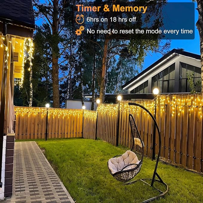 132ft Icicle Lights for Outside - 1280 LED Warm White Twinkle Lights with 240 Drops, 8 Modes - Outdoor String Light | Lumora