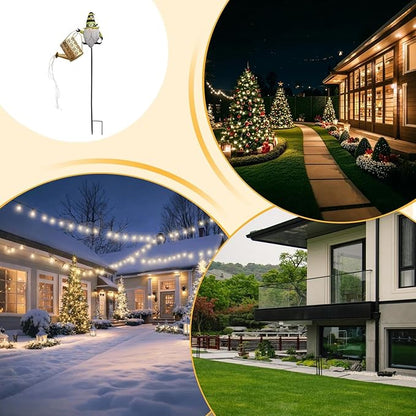 Christmas Solar Santa Kettle Lights - Gnome Theme Lighting in Kettle Shape - Christmas Lawn Decorative Lights | for Family Friends Path Garden Lawn Holiday Patio Snow